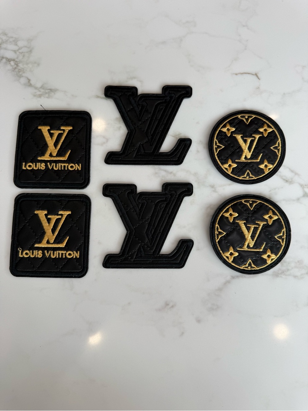 Hand Crafted Black and Gold Iron On Logo Patches